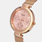 Fashion Women Quartz Pink Dial Chronograph Stainless Steel Watch TW000X242