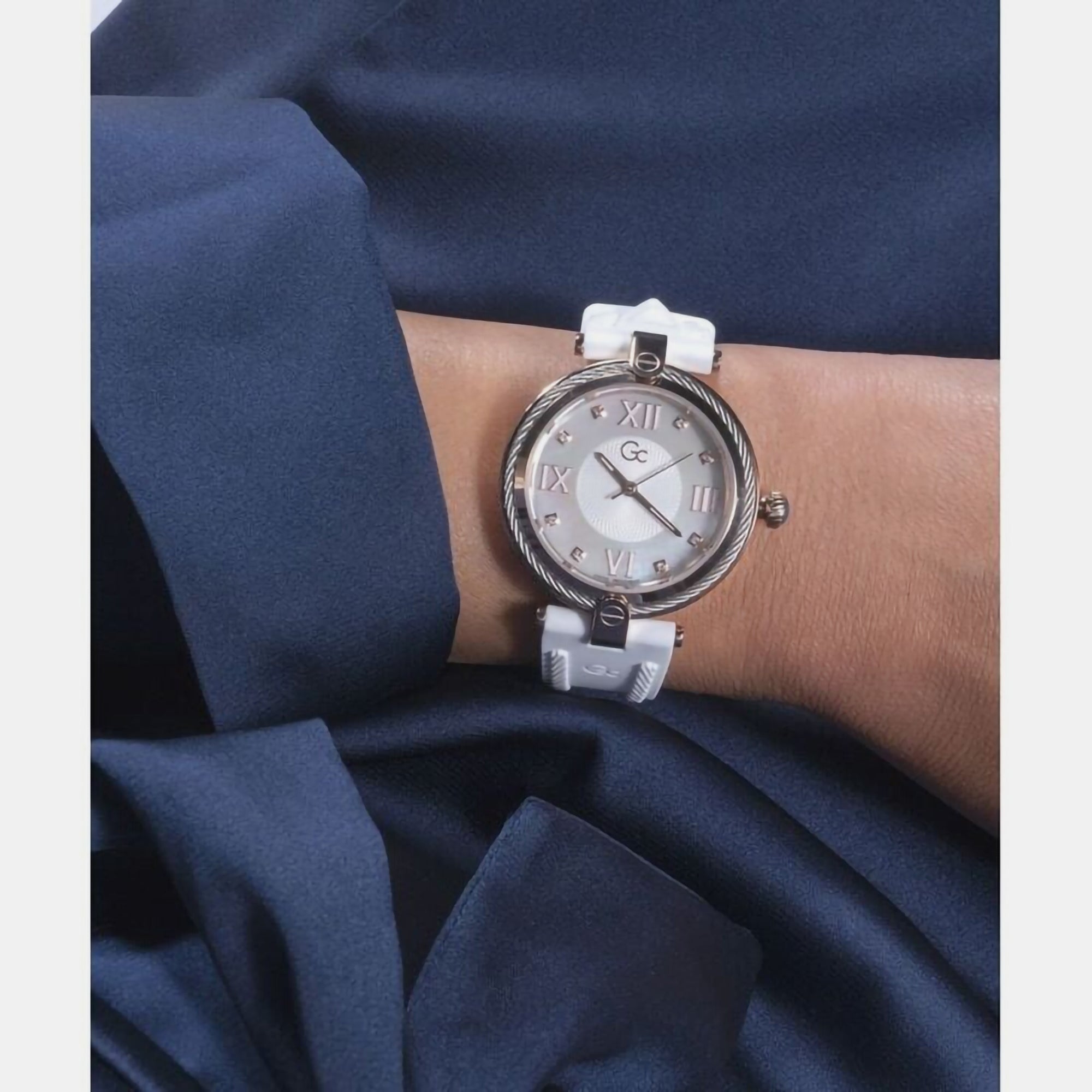 Fusion Cable Women Quartz White Dial Analog Silicone Watch Z15003L1MF