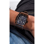 Men Quartz Black Dial Chronograph Leather Watch GW0568G1