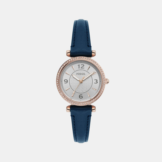 Female Carlie Three-Hand Navy Leather Watch ES5295