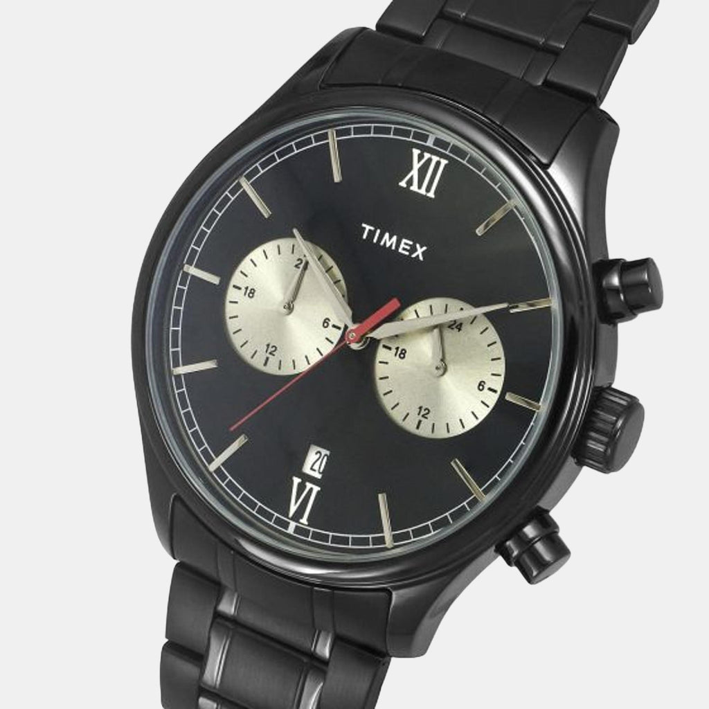 Men Quartz Black Dial Chronograph Stainless Steel Watch TWEG19809