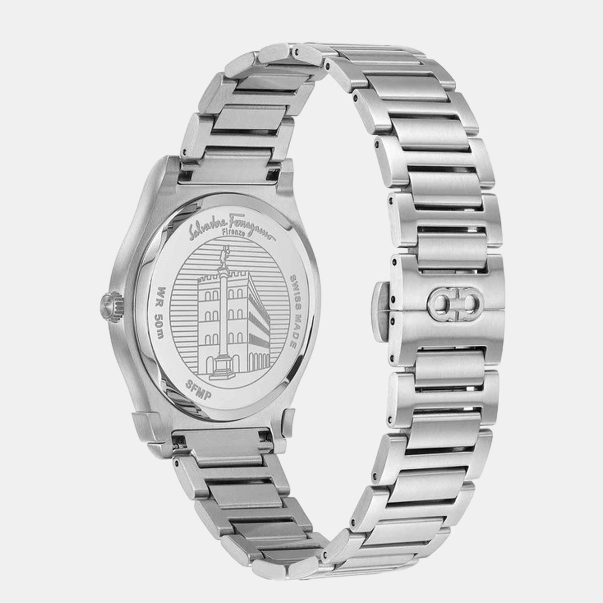 Gancini Men Quartz Blue Dial Analog Stainless Steel Watch SFMP00322