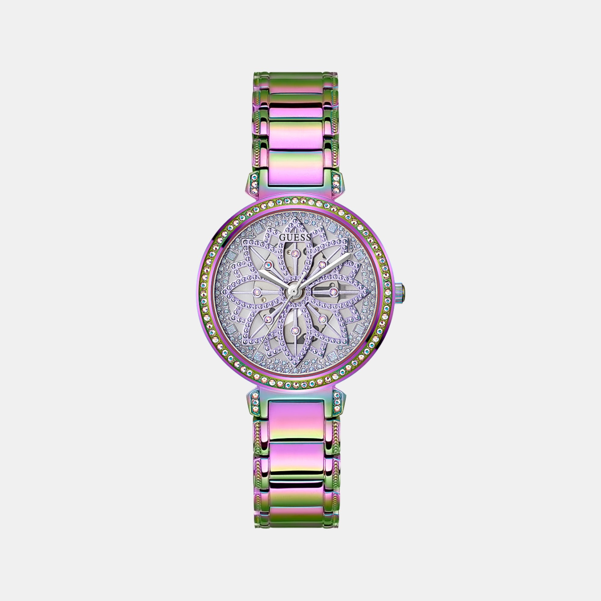 Guess women's stainless clearance steel crystal casual watch