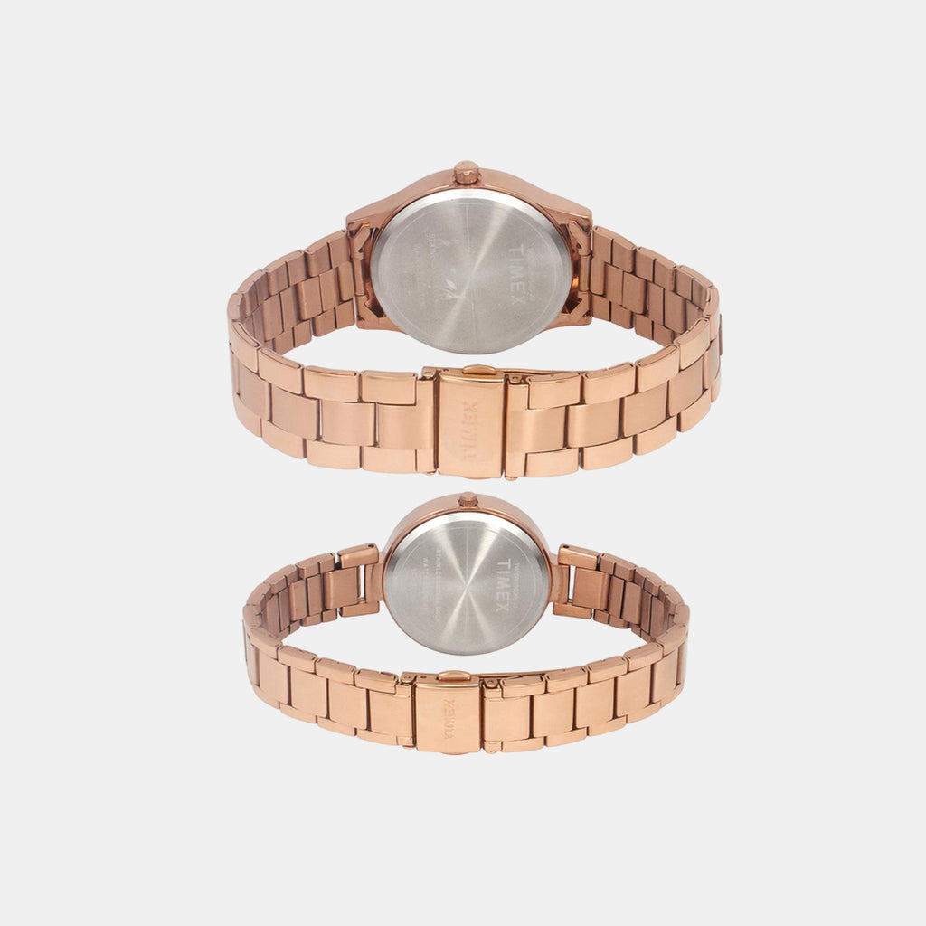 Fashion Couple Quartz Blue Dial Analog Stainless Steel Watch TW00PR296