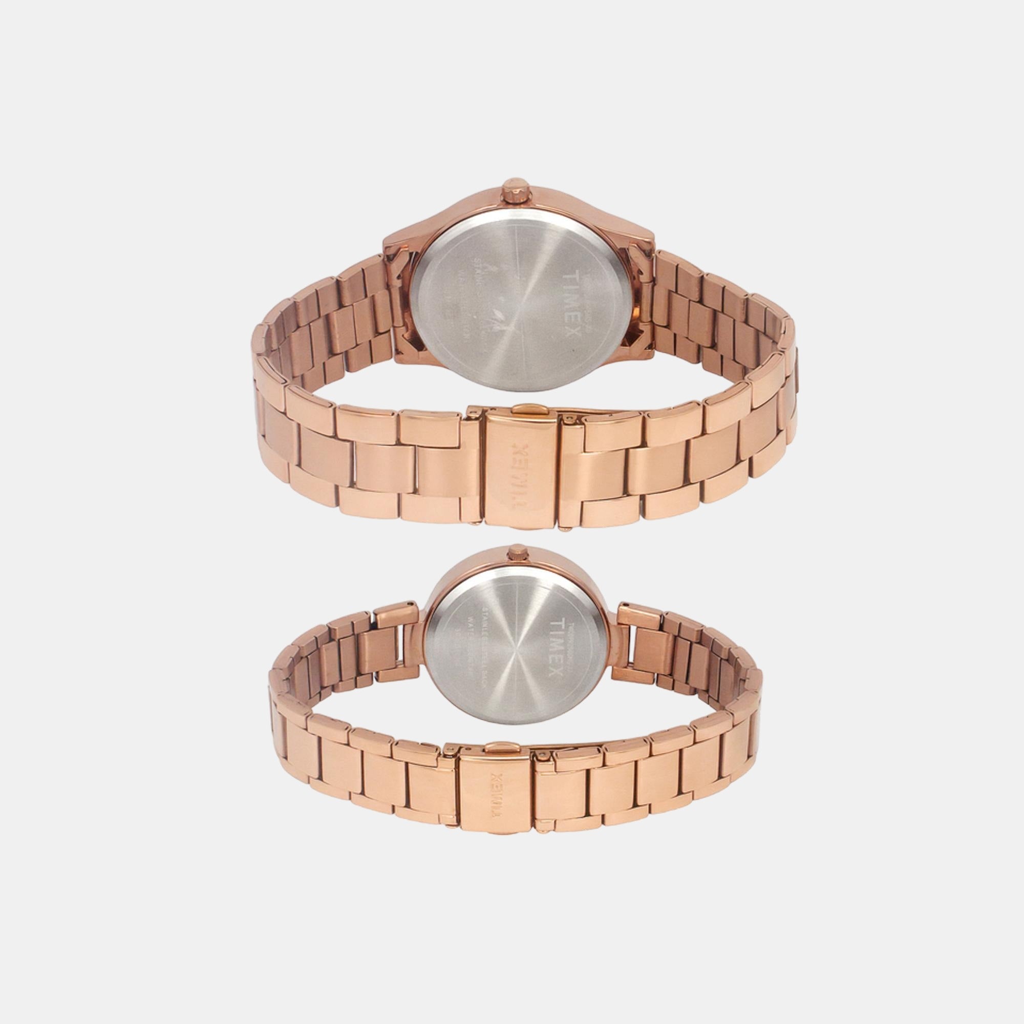 Fashion Couple Quartz Blue Dial Analog Stainless Steel Watch TW00PR296