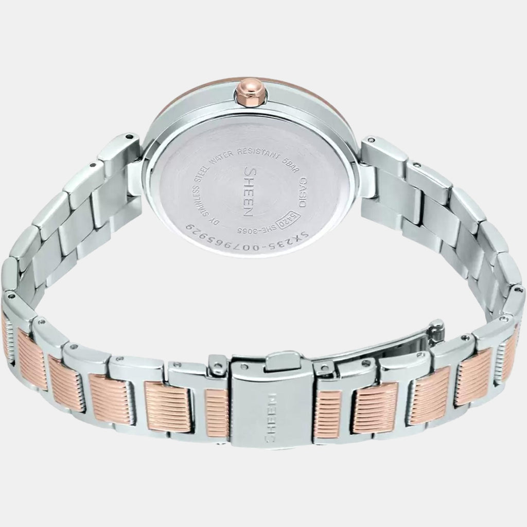 Sheen Women Quartz Rose Gold Dial Analog Stainless Steel Watch SX235