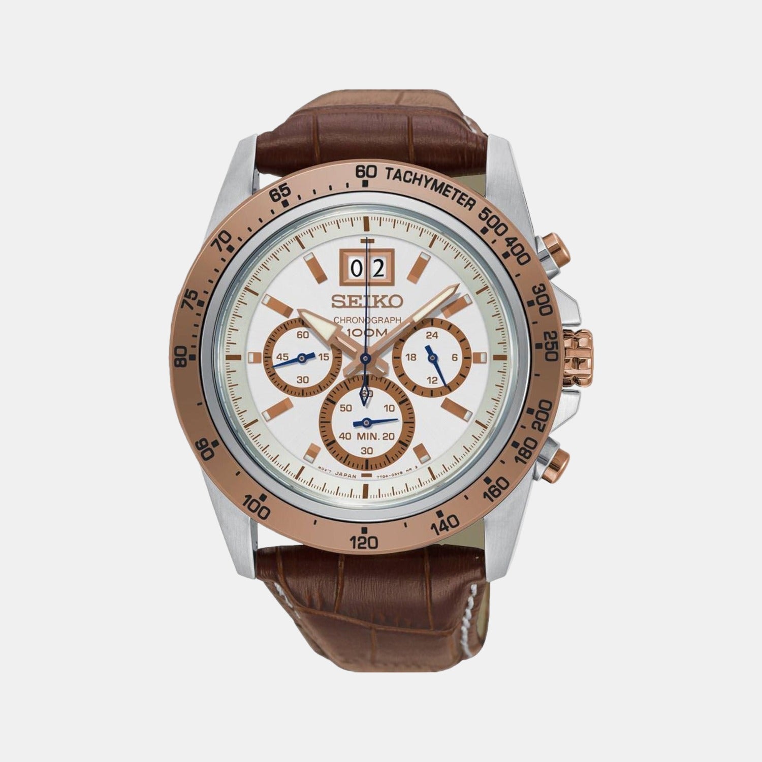 Male White Chronograph Leather Watch SPC246P1 Just In Time