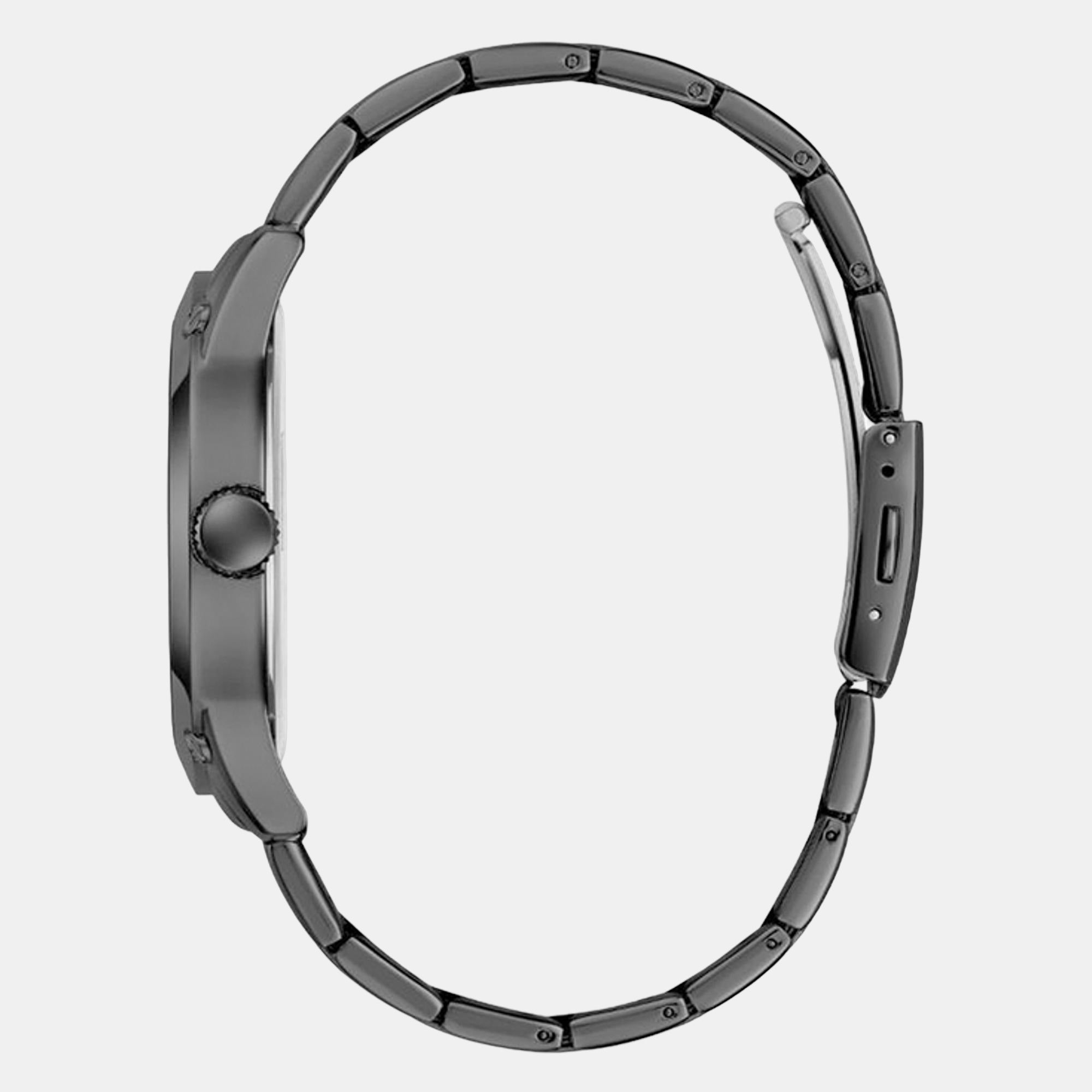 Crescent Men Quartz Black Dial Analog Stainless Steel Watch GW0574G3