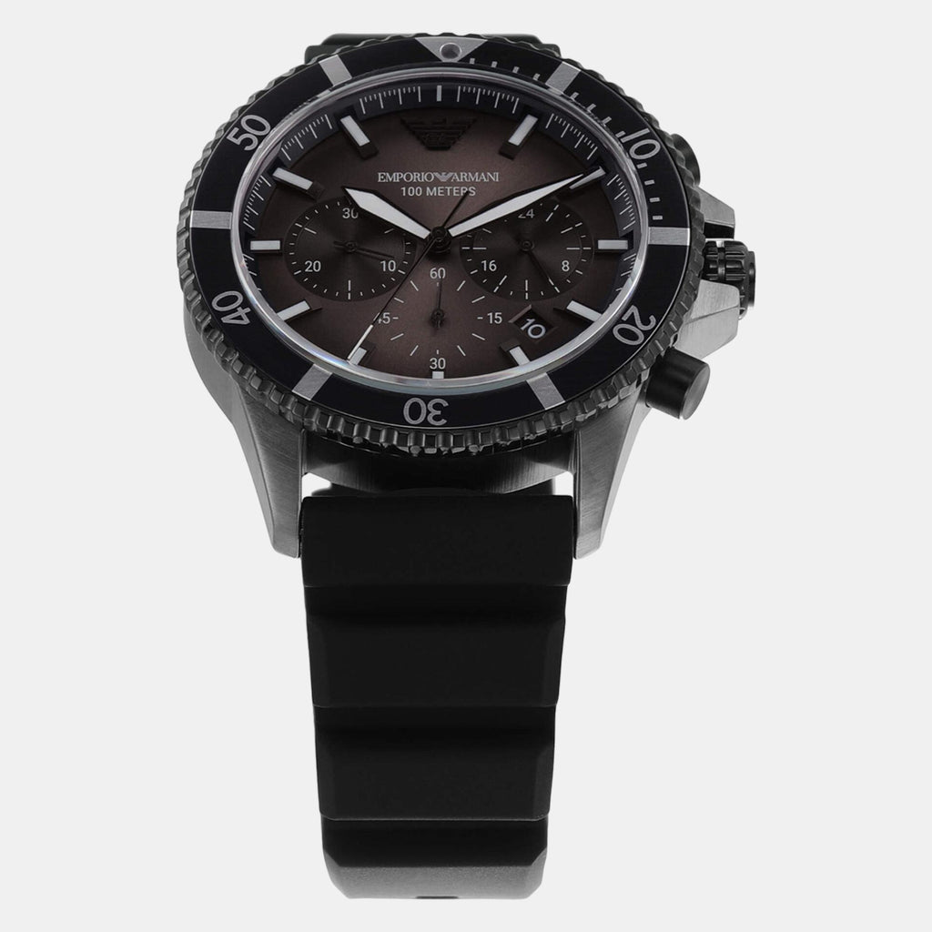 World Explorer Men Quartz Black Dial Chronograph Silicone Watch AR11515
