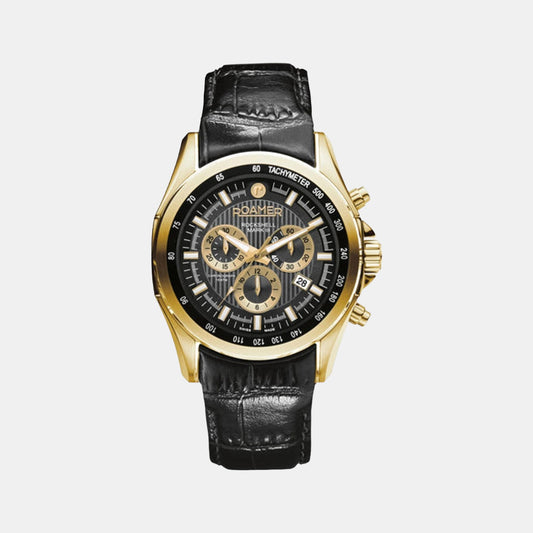 Male Black Leather Chronograph Watch 220837 48 55 02