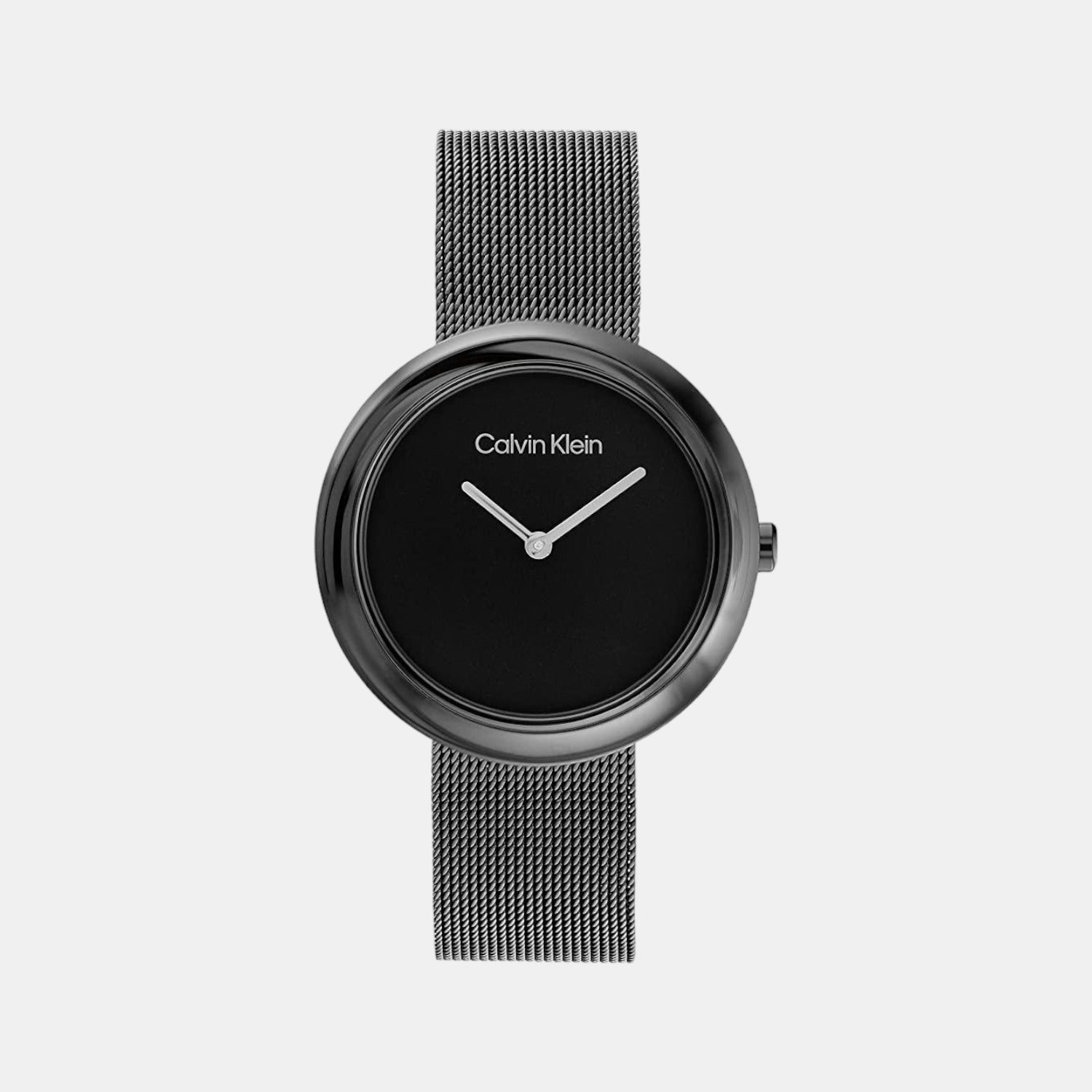 25200025 Calvin Klein Twisted Bezel Women Quartz Black Dial Analog Stainless ...