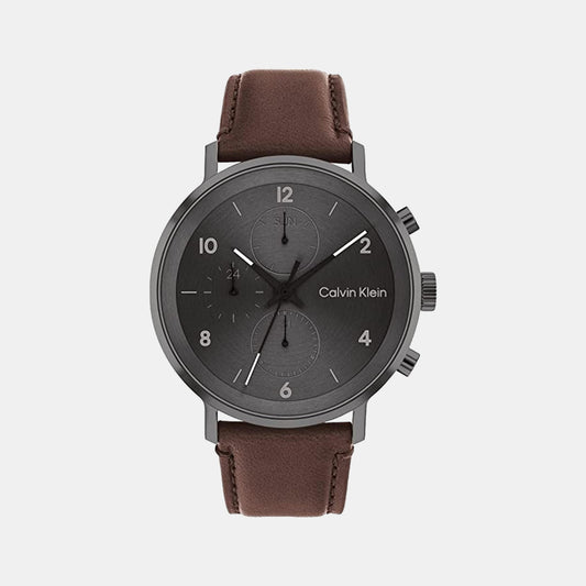 Male Grey Leather Chronograph Watch 25200110