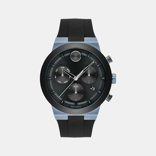 Male Black Chronograph Silicon Watch 3600713