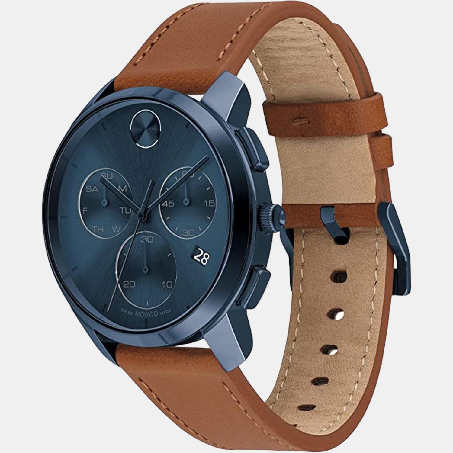 Movado bold leather strap watch sale