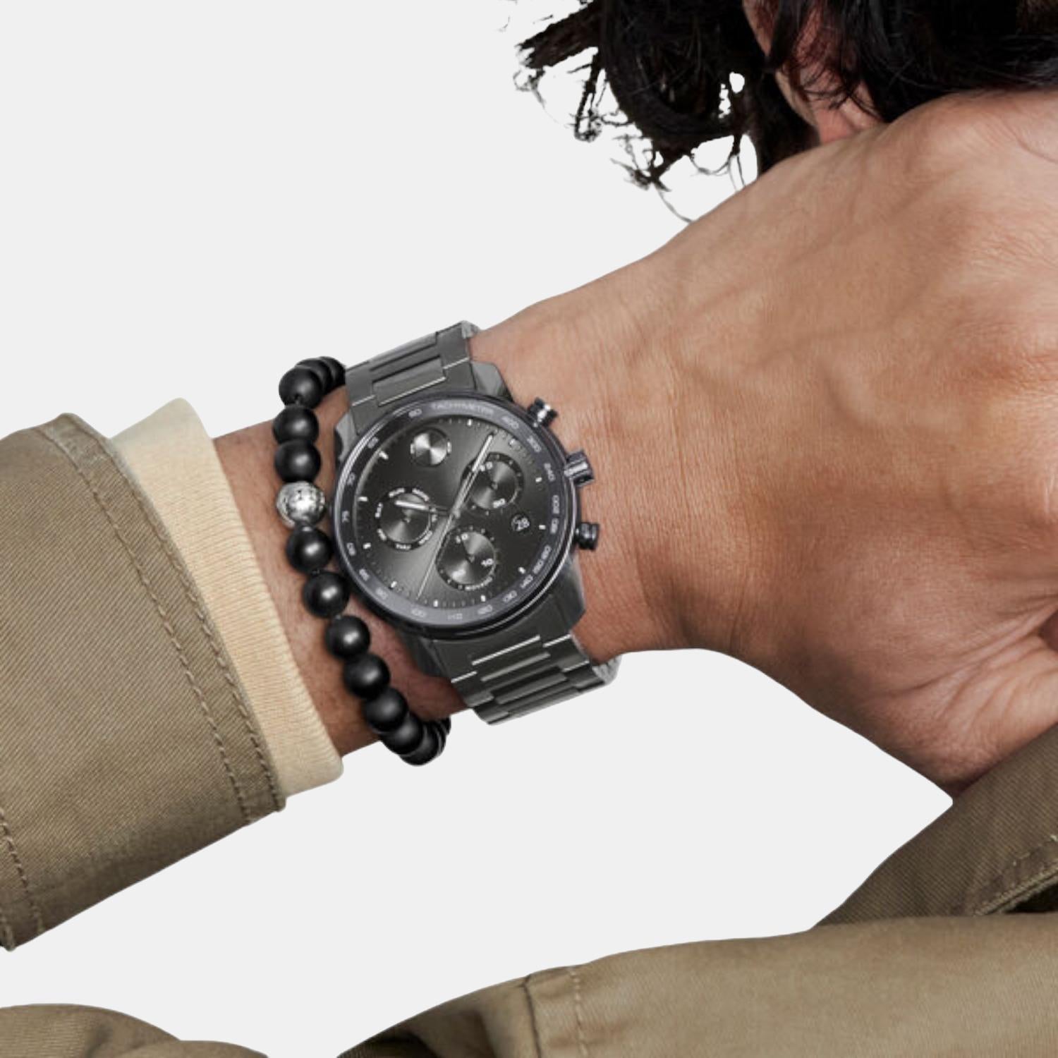 Movado Bold Verso Men Quartz Grey Dial Chronograph Stainless Steel