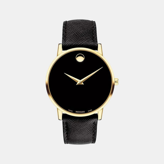 Male Black Analog Leather Watch 607195
