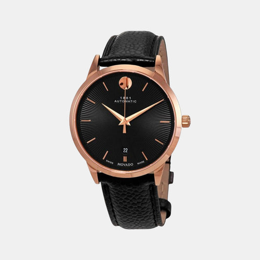 Male Black Analog Leather Watch 607457