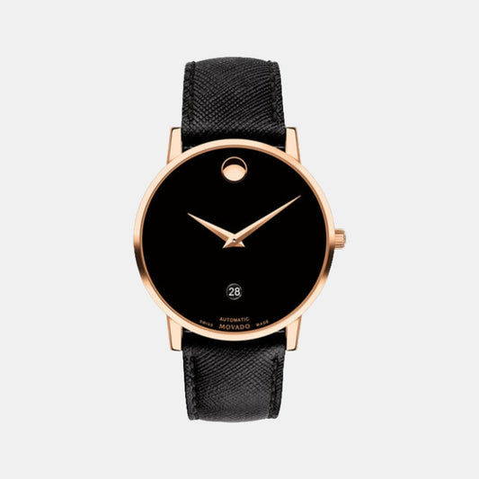 Male Black Analog Leather Watch 607474