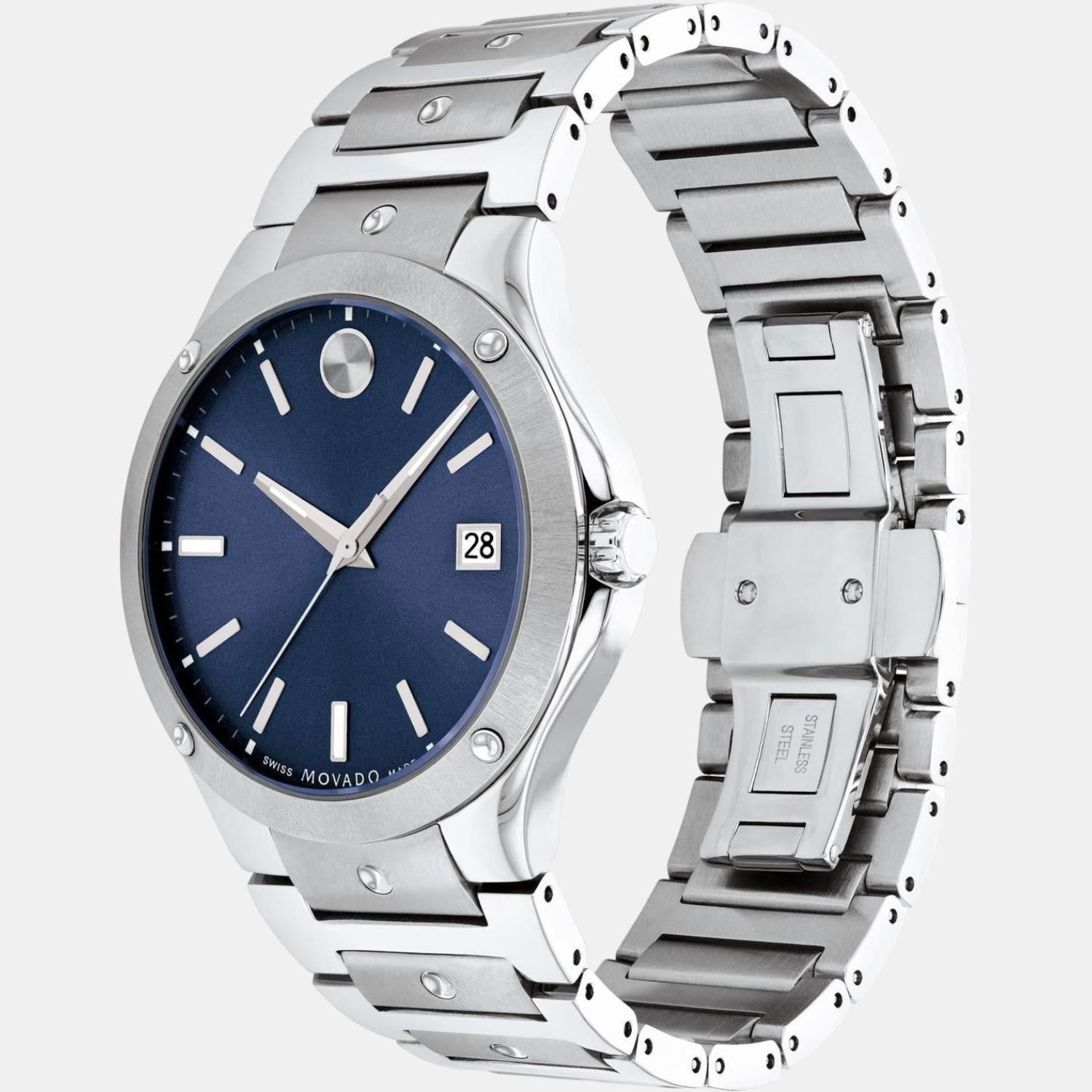 Silver movado mens outlet watch