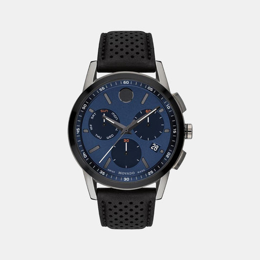 Male Blue Leather Chronograph Watch 607561
