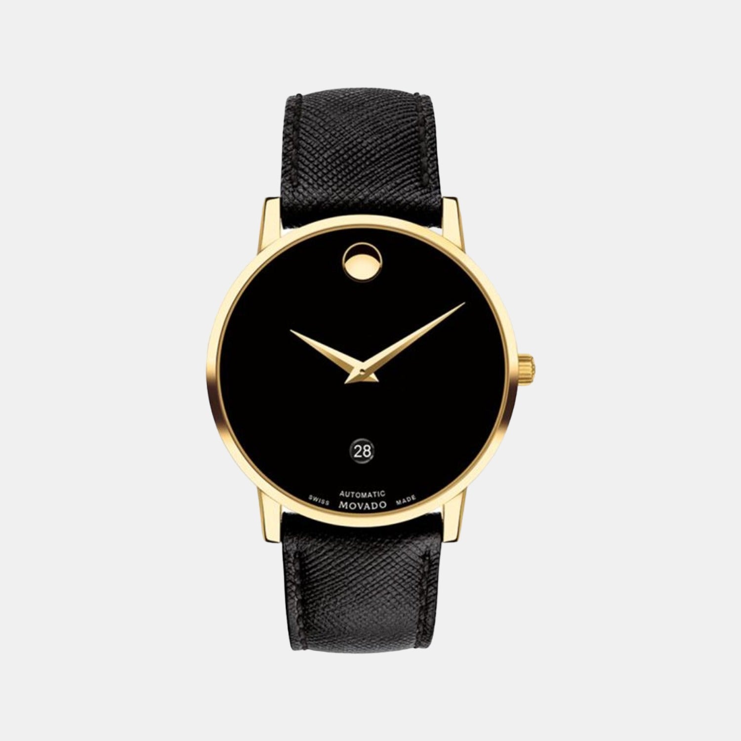 Male Black Automatic Leather Watch 607566
