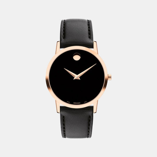Male Black Analog Leather Watch 607585