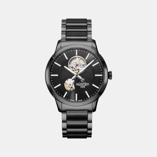Male Black Analog Stainless Steel Watch 672661 40 55 60