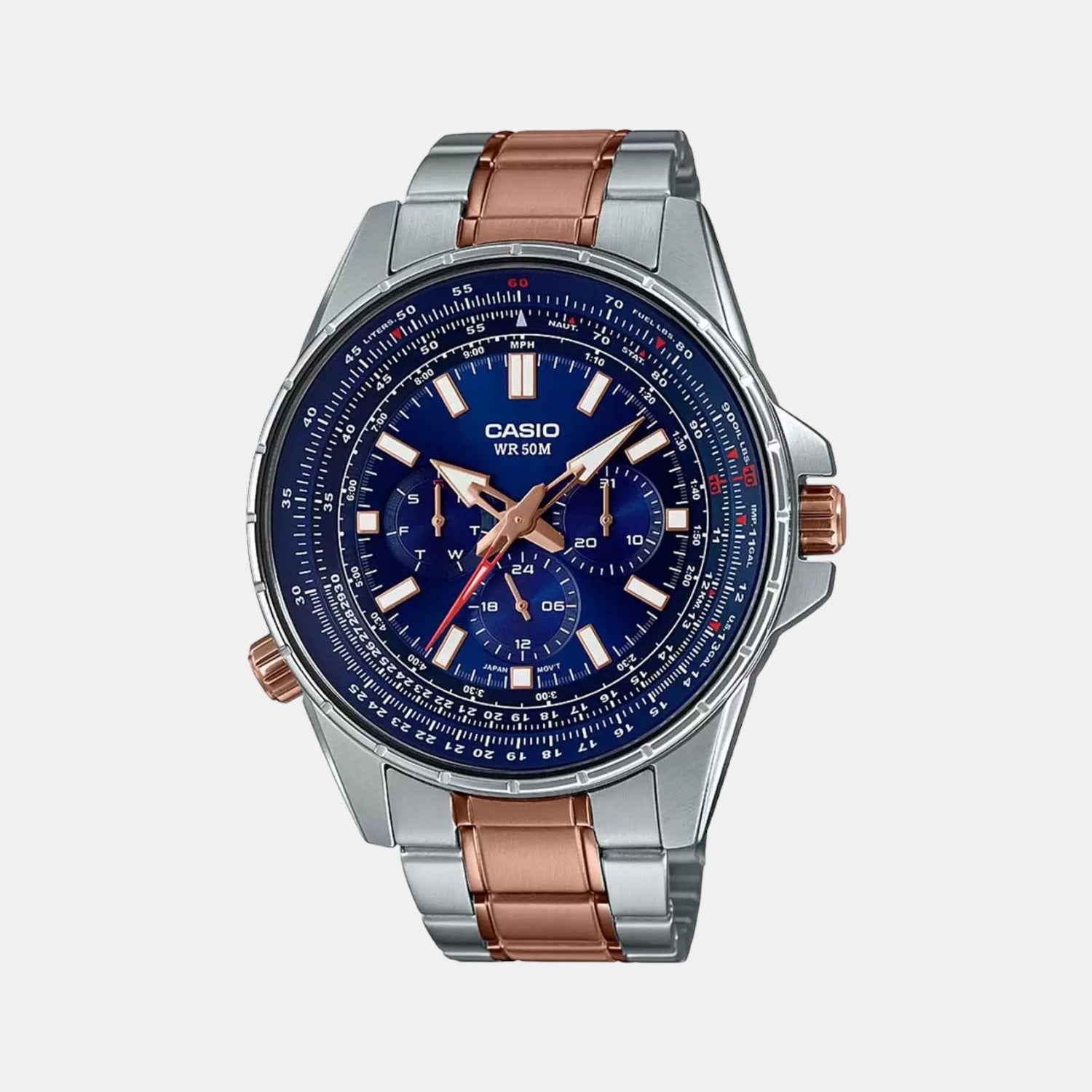 Casio Round Blue Chronograph watch