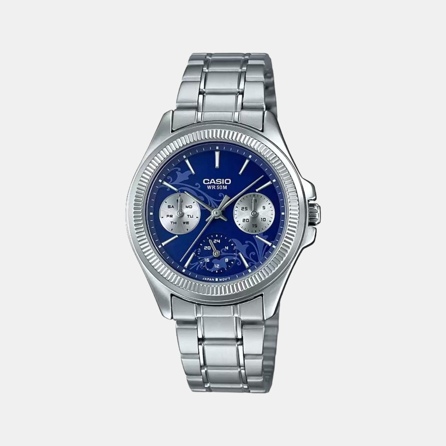 Casio Round Blue Chronograph watch