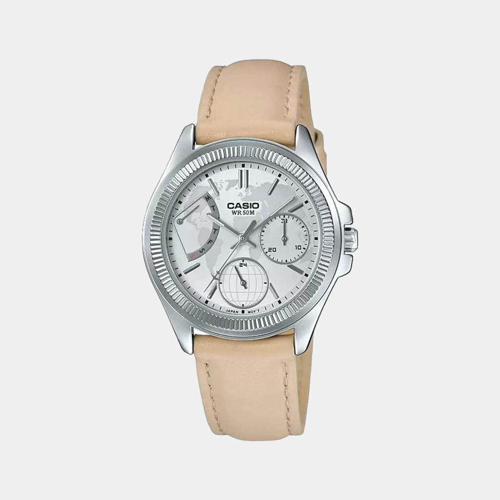 Casio Round Silver Chronograph watch