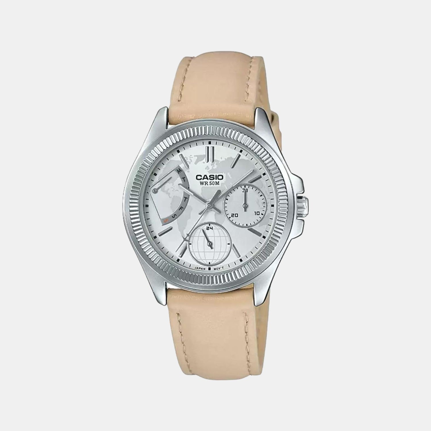 Casio Round Silver Chronograph watch