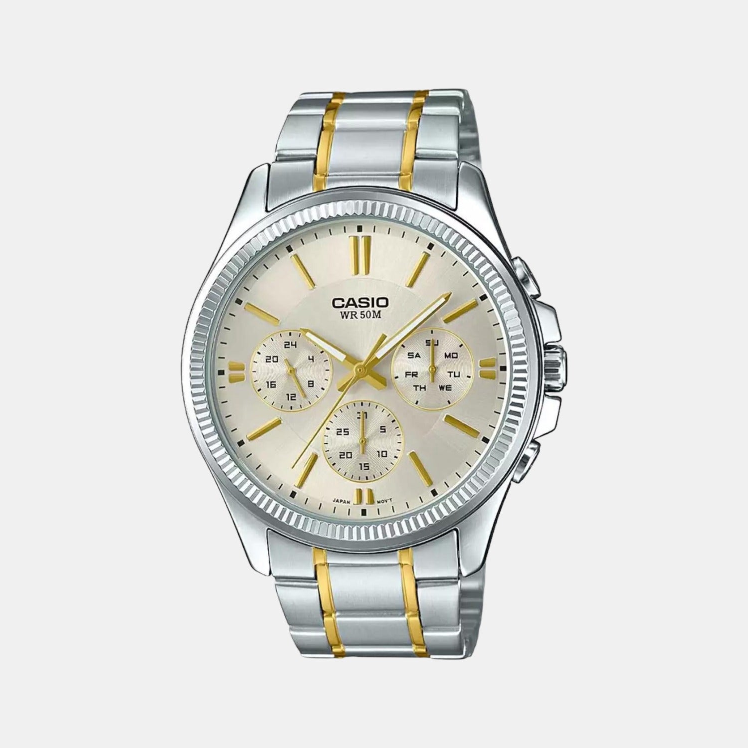 Casio Round Silver Chronograph watch