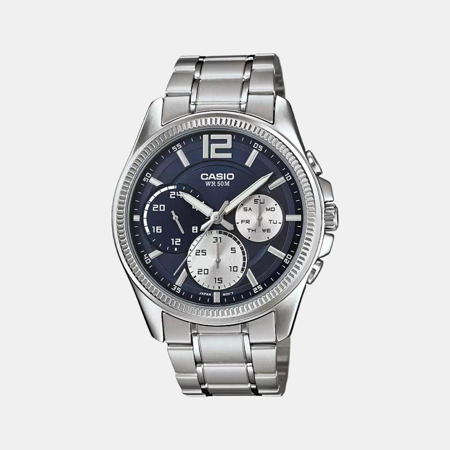 Casio Enticer Men Quartz Blue Dial Chronograph Stainless Steel