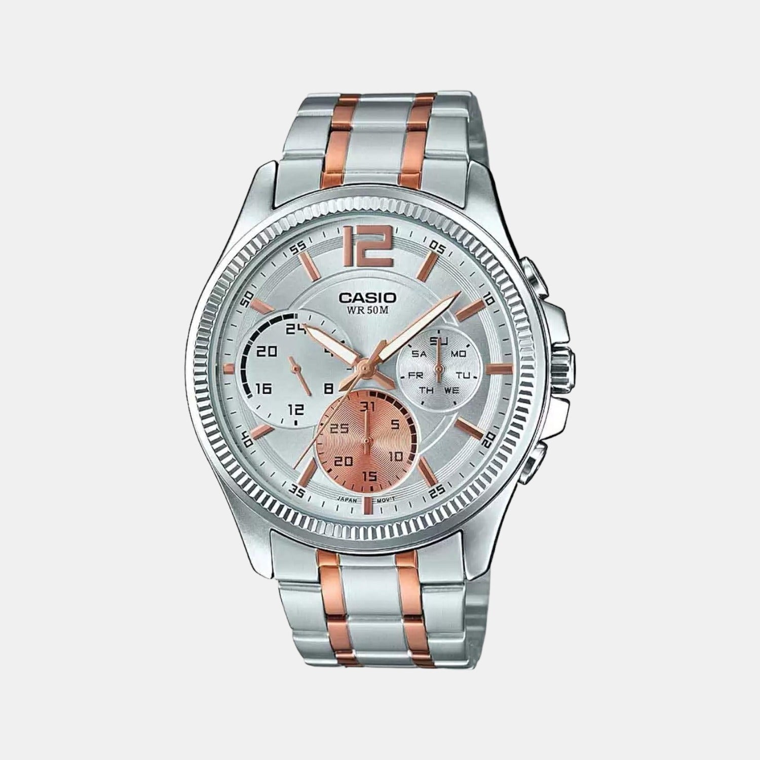 Casio Round Silver Chronograph watch