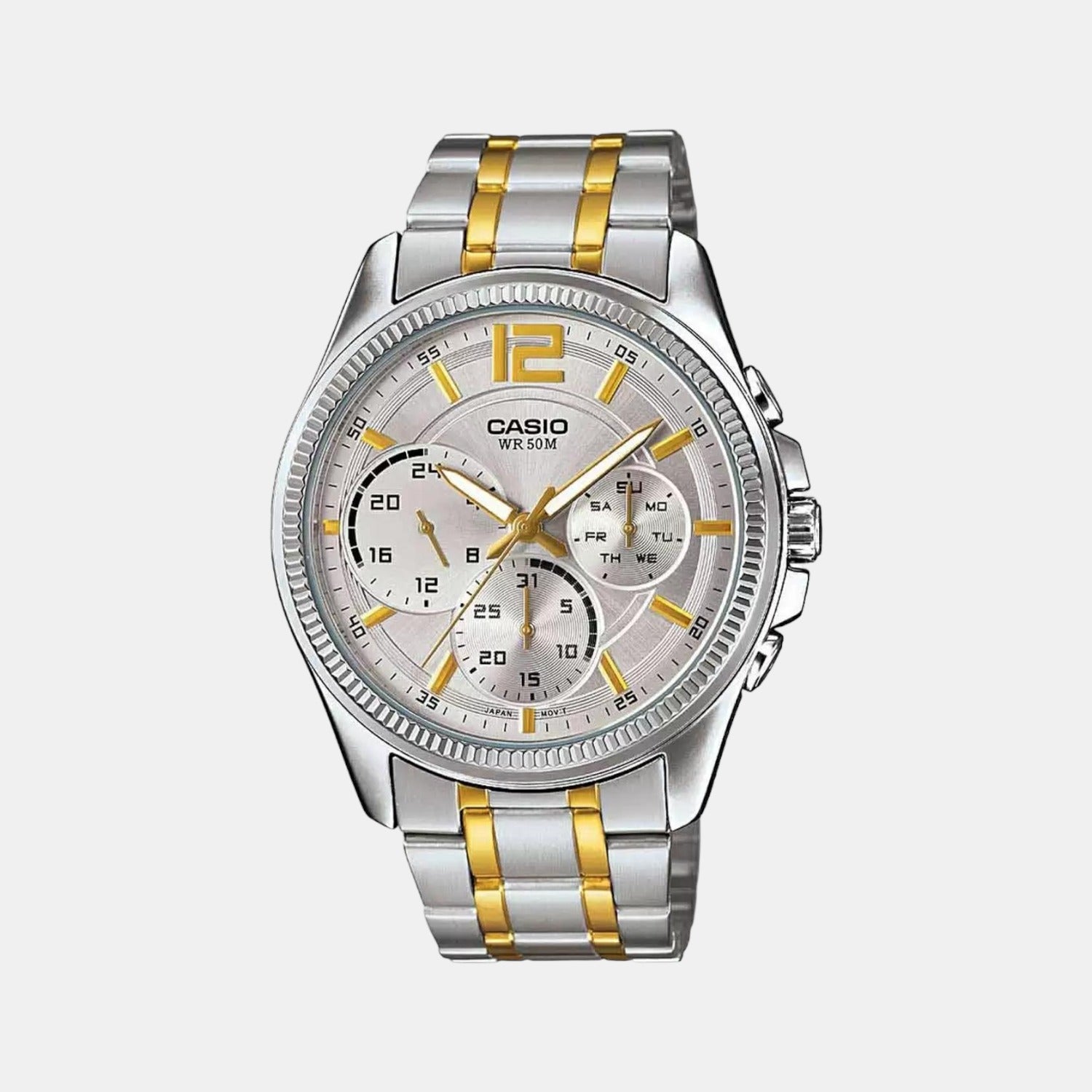 Casio Round Silver Chronograph watch