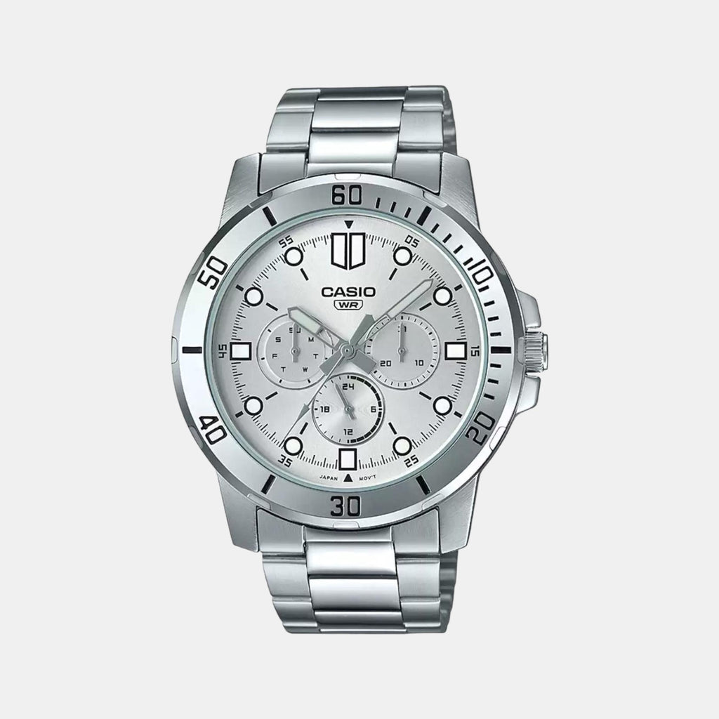 Casio Round Silver Chronograph watch