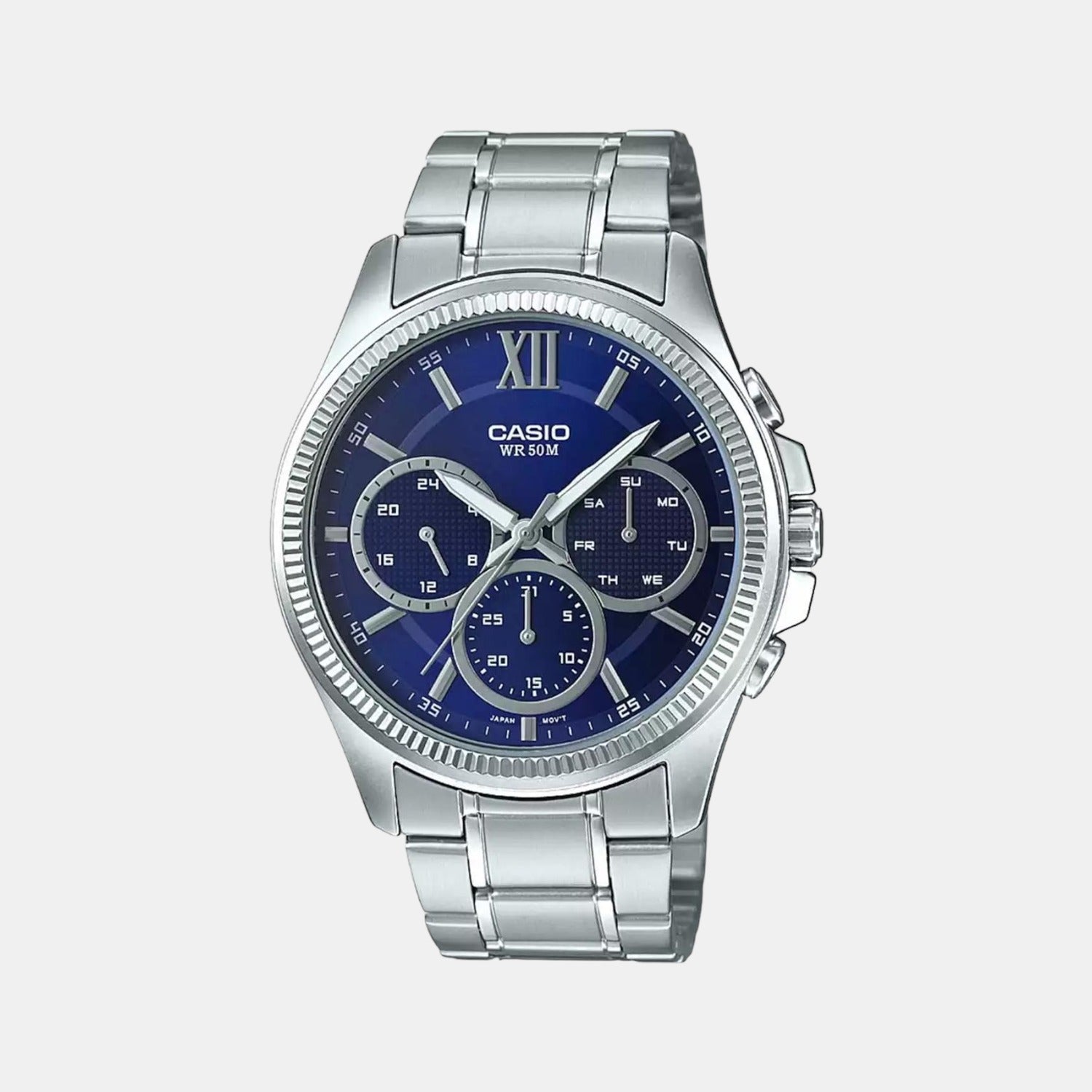 Casio Round Blue Chronograph watch