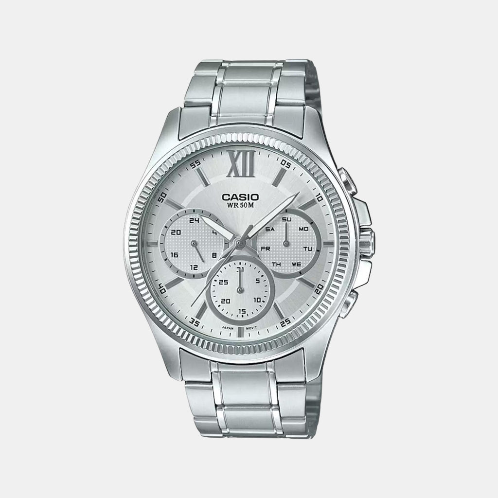 Casio Round Silver Chronograph watch