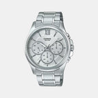 Casio Round Silver Chronograph watch