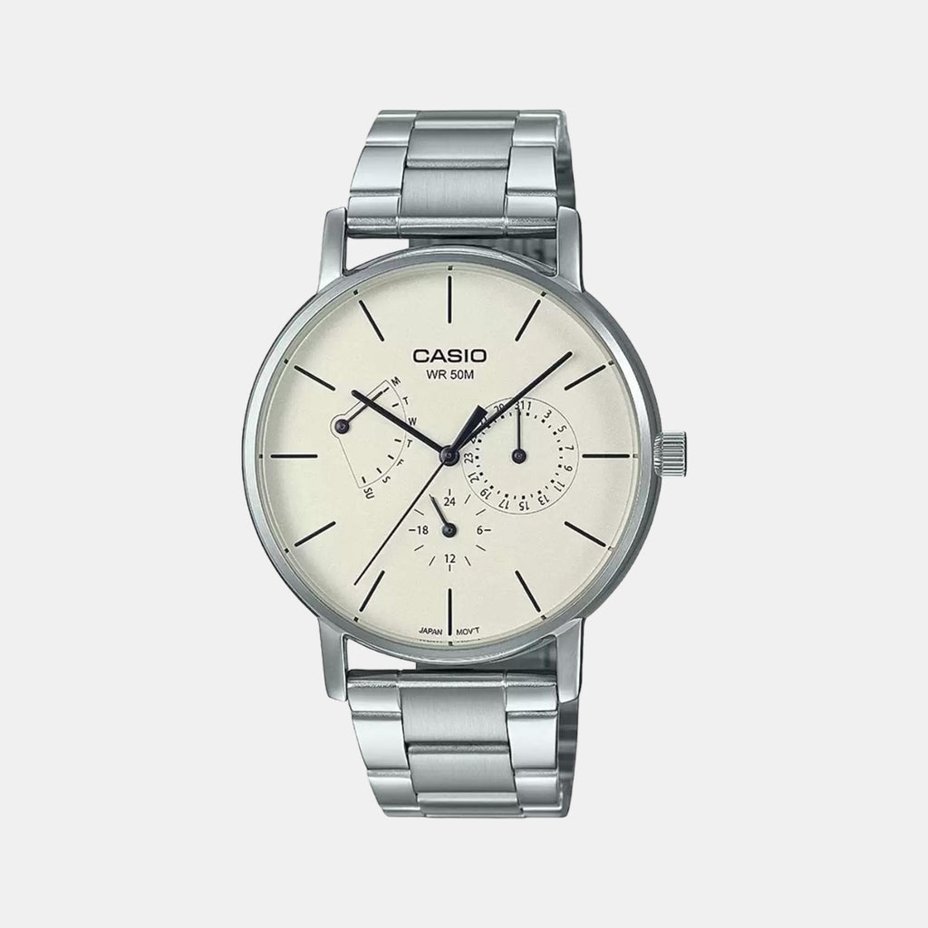 Casio Round Silver Chronograph watch