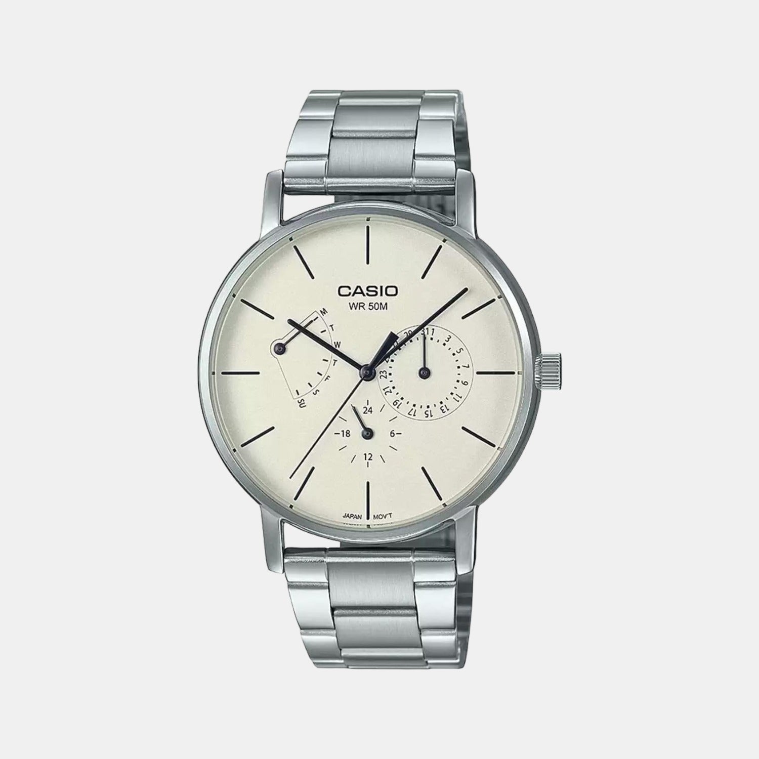 Casio Round Silver Chronograph watch