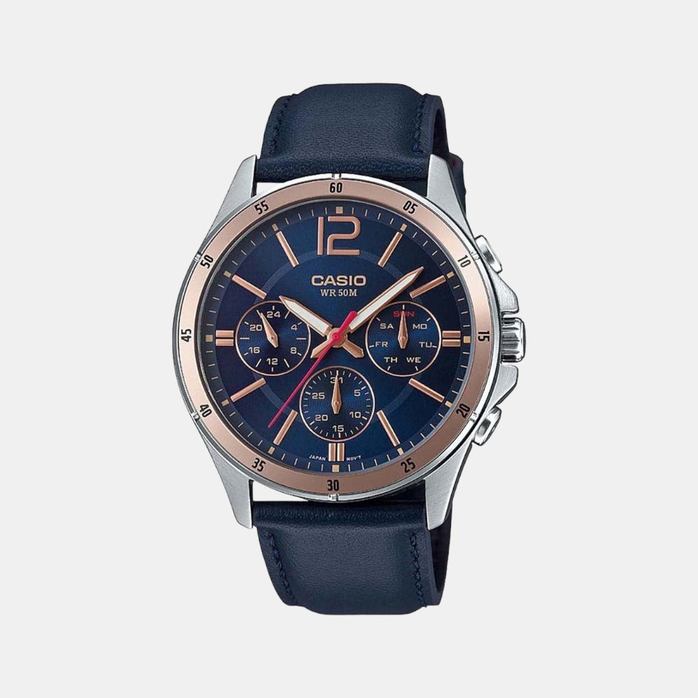 Casio Round Blue Chronograph watch