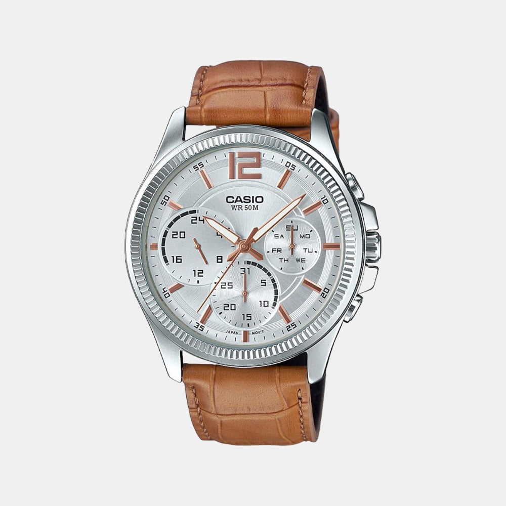 Casio Round Silver Chronograph watch