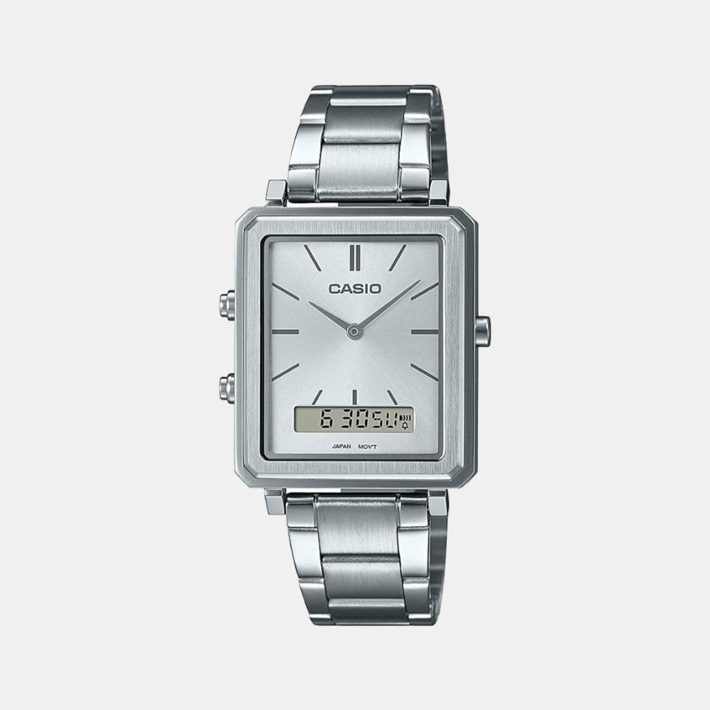 Casio Rectangular Silver Analog watch