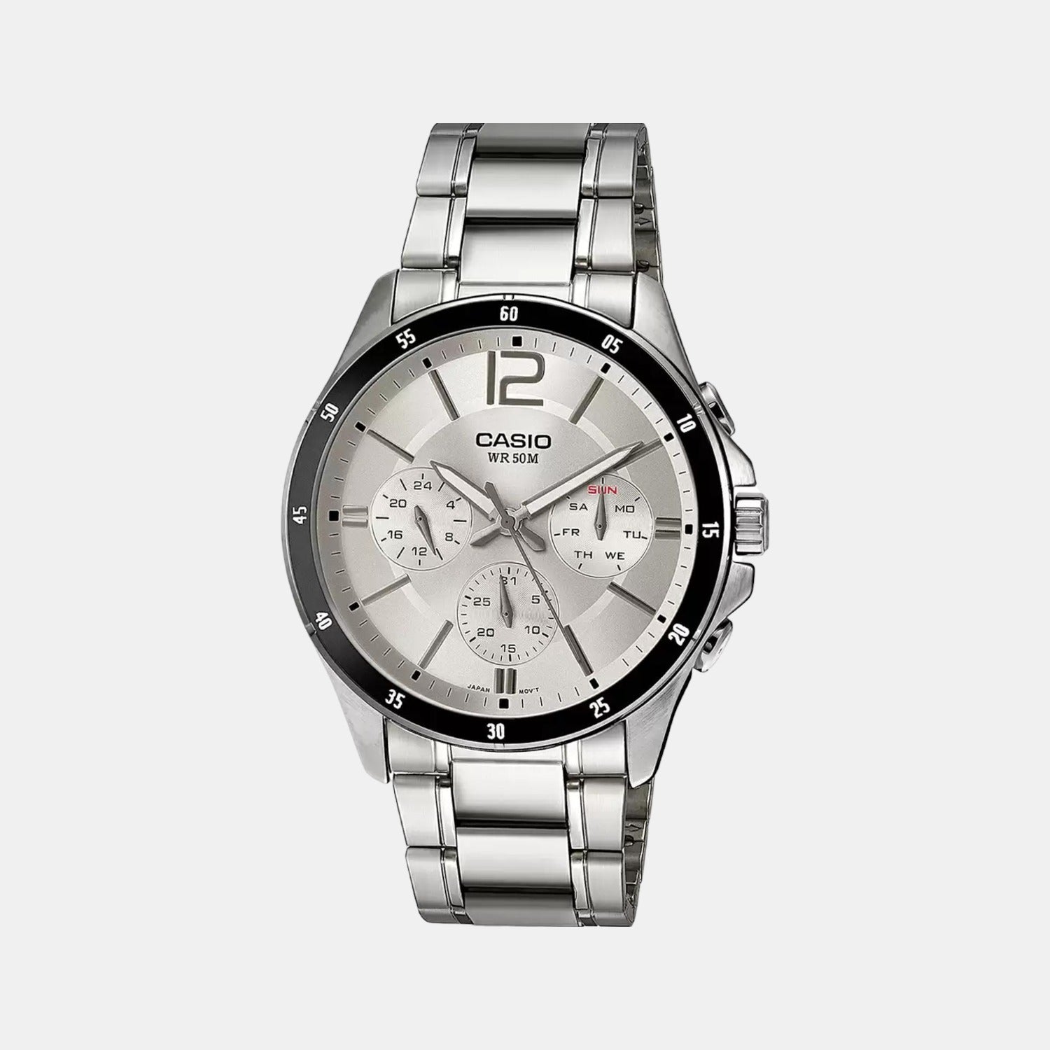 Casio enticer white outlet dial men's watch