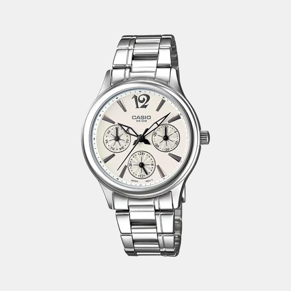 Casio Round White Chronograph watch
