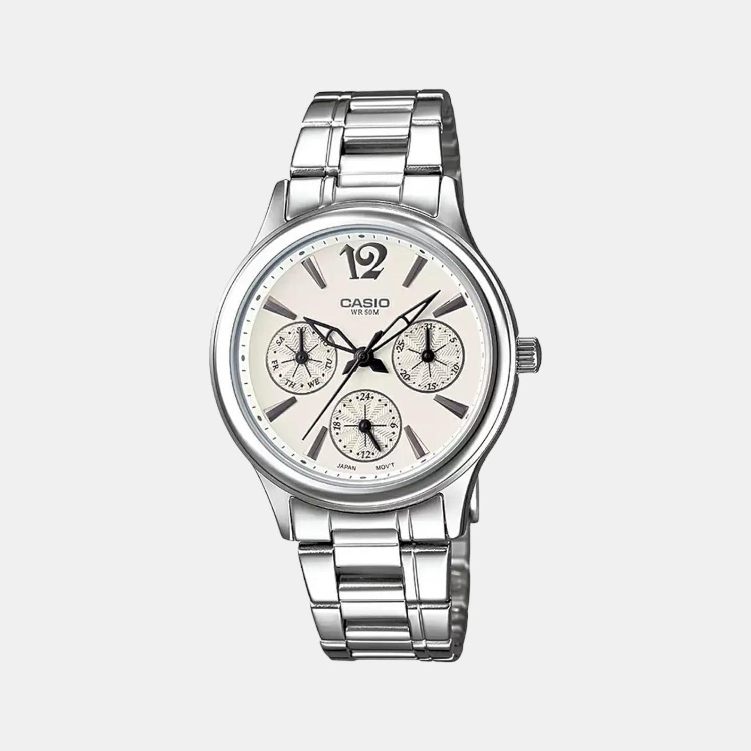 Casio Round White Chronograph watch
