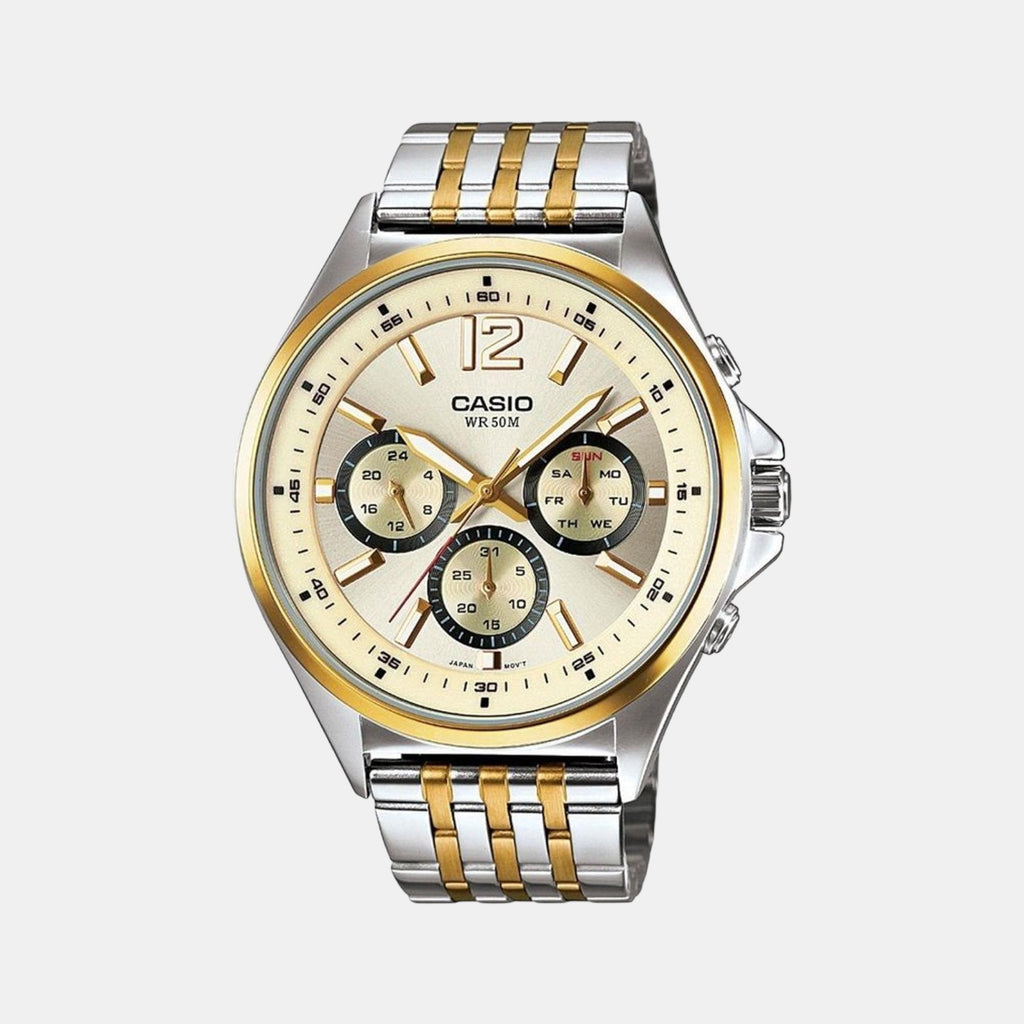 Casio Round White Chronograph watch