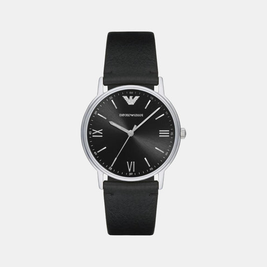 Male Black Analog Leather Watch AR11013