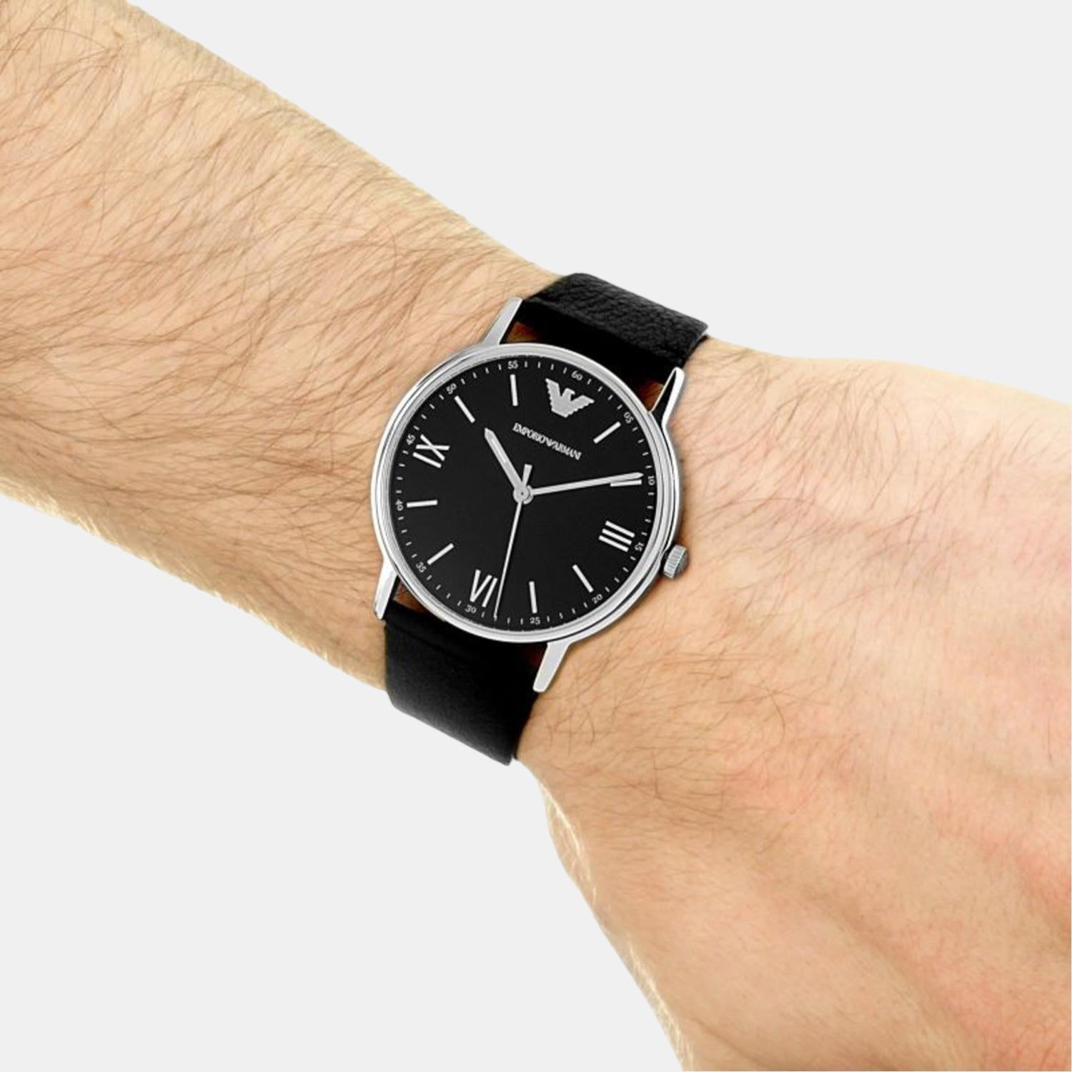 Emporio Armani Male Black Analog Leather Watch Emporio Armani